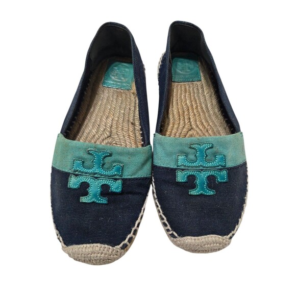 Tory Burch Shoes - Tory Burch Weston Island Turquoise & Navy Espadrille Flats Size 8